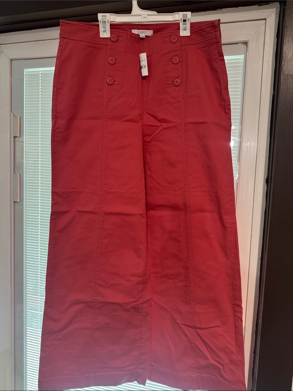 LOFT Rose Color Sailor-Button Wide Leg Pants